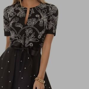 Gretchen Scott Designs Black and White Midi Dress